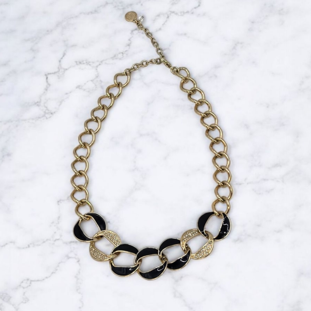 Vintage Gold and Black Link Necklace